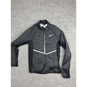 Nike Aeroloft Running Jacket Womens Small Black Reflective Insulated Full Zip